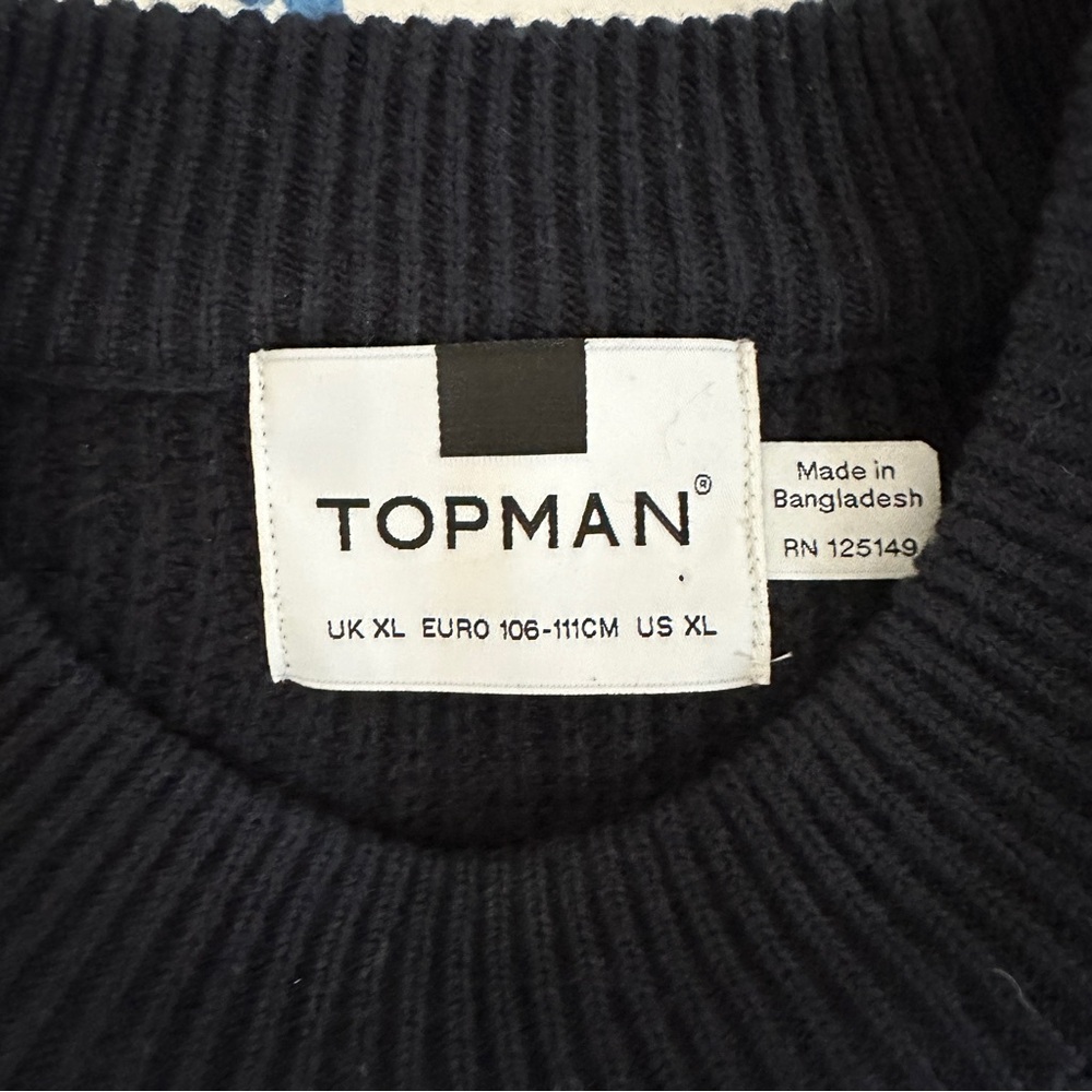 Men's Topman Navy Blue Knit Sweater Size XL - Picture 4 of 6